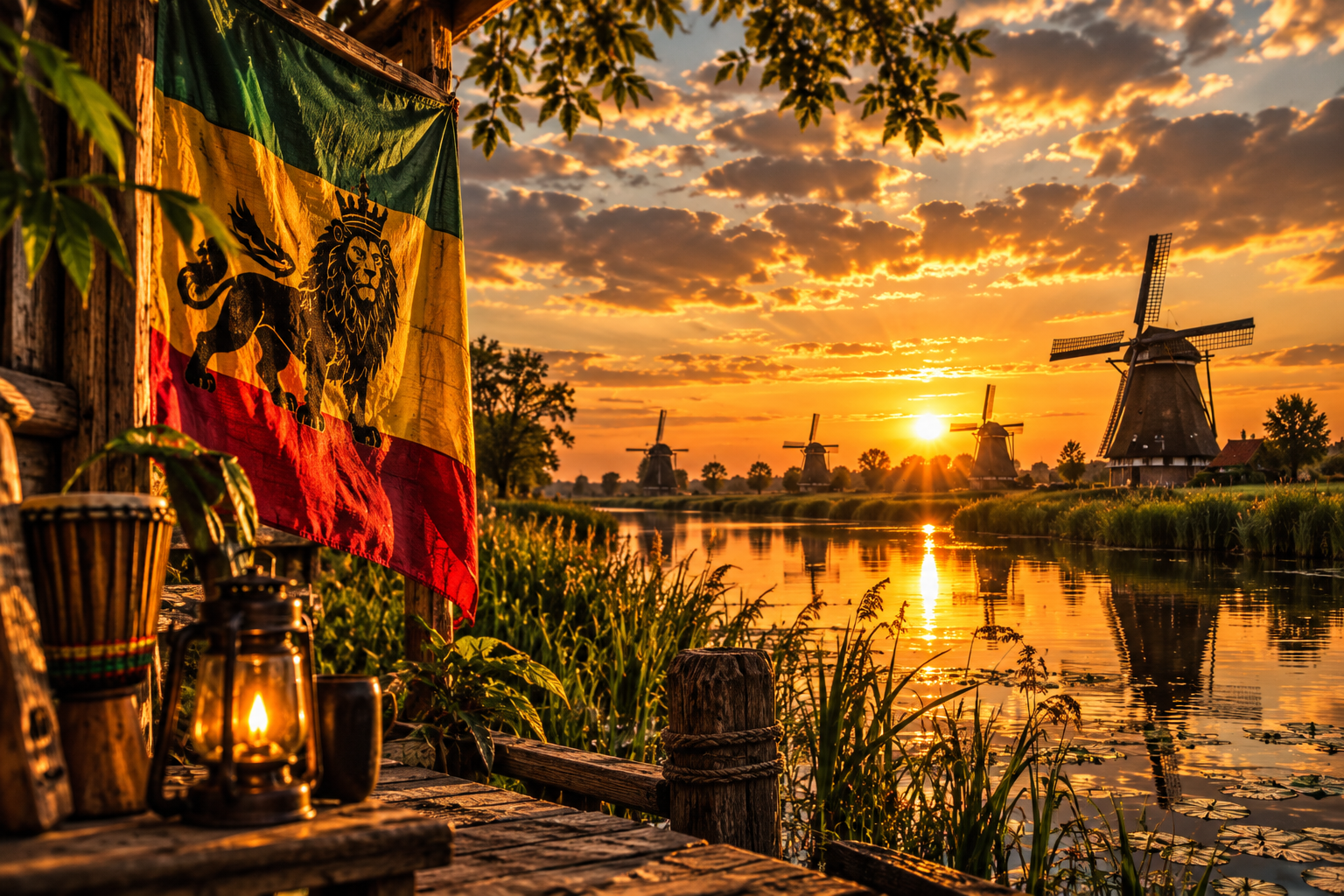 RASTA FLAG • CANAL SUNSET